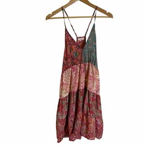 Paani Bohemian Patchwork Spaghetti Strap Dress L